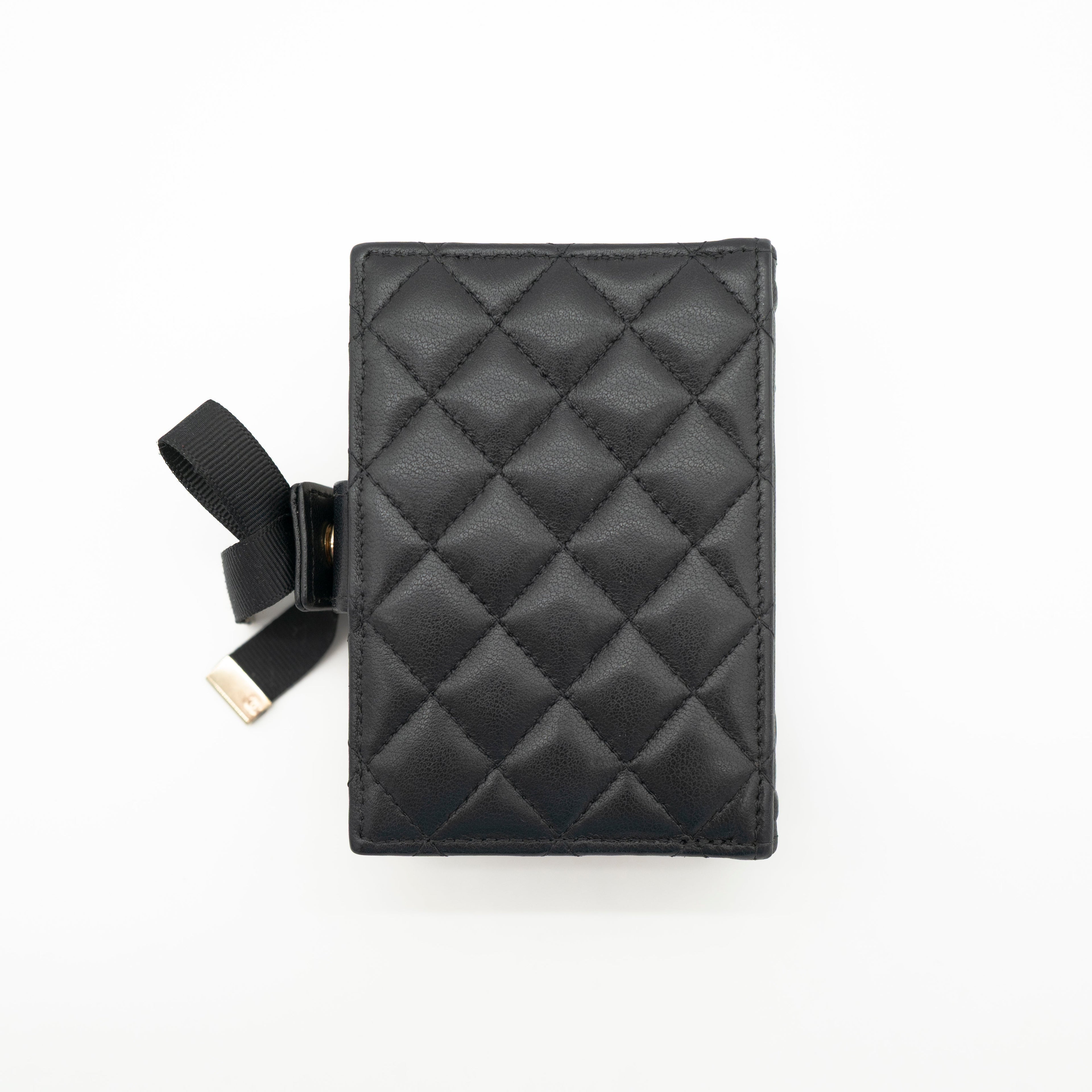 *Rare* CHANEL Limited Edition Dear Diary Mini Book Card Holder Black Lambskin Light Gold Hardware 22B