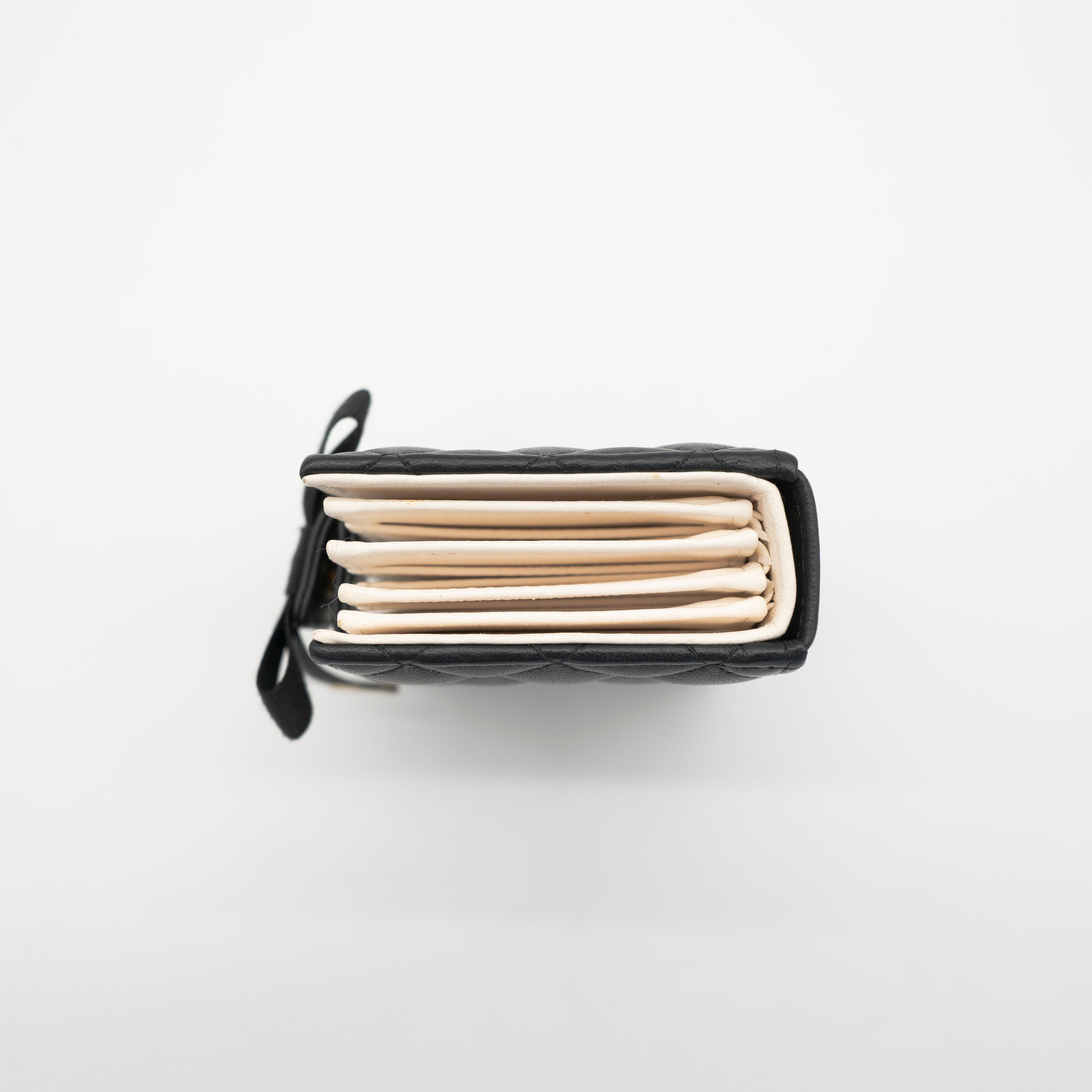 *Rare* CHANEL Limited Edition Dear Diary Mini Book Card Holder Black Lambskin Light Gold Hardware 22B