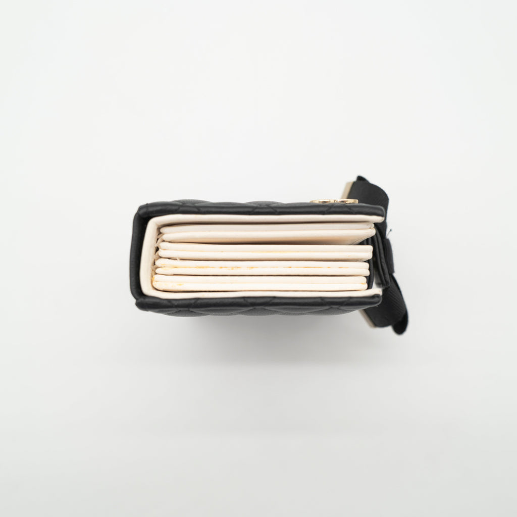*Rare* CHANEL Limited Edition Dear Diary Mini Book Card Holder Black Lambskin Light Gold Hardware 22B