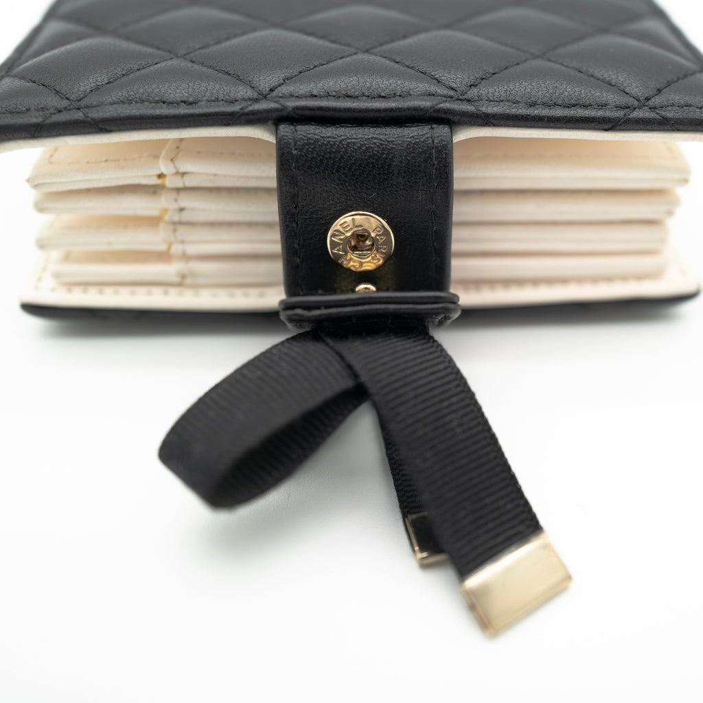 *Rare* CHANEL Limited Edition Dear Diary Mini Book Card Holder Black Lambskin Light Gold Hardware 22B