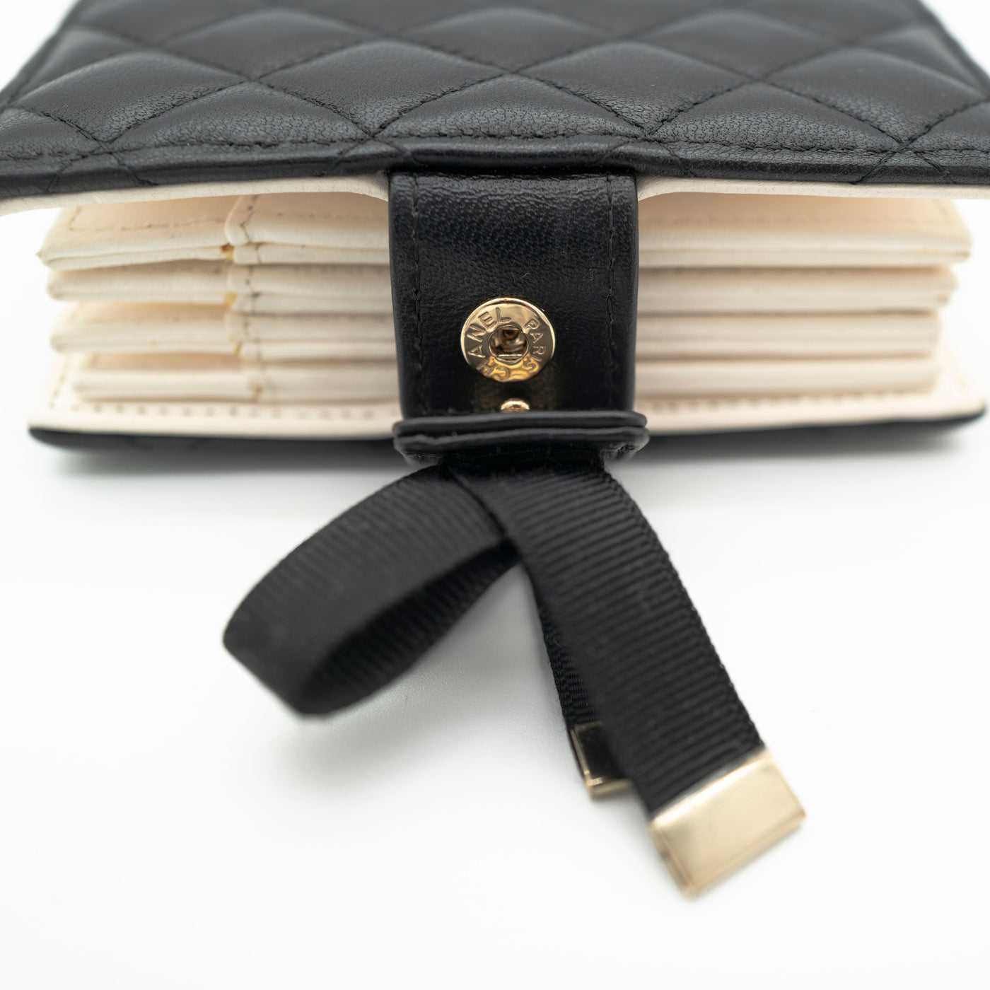 *Rare* CHANEL Limited Edition Dear Diary Mini Book Card Holder Black Lambskin Light Gold Hardware 22B VIP