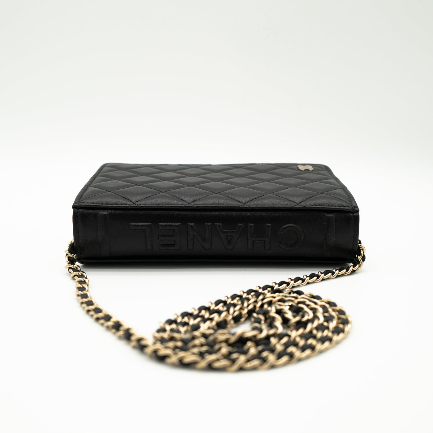 CHANEL Limited Edition Dear Diary Book Wallet on Chain WOC Black Lambskin Light Gold Hardware 22B VIP