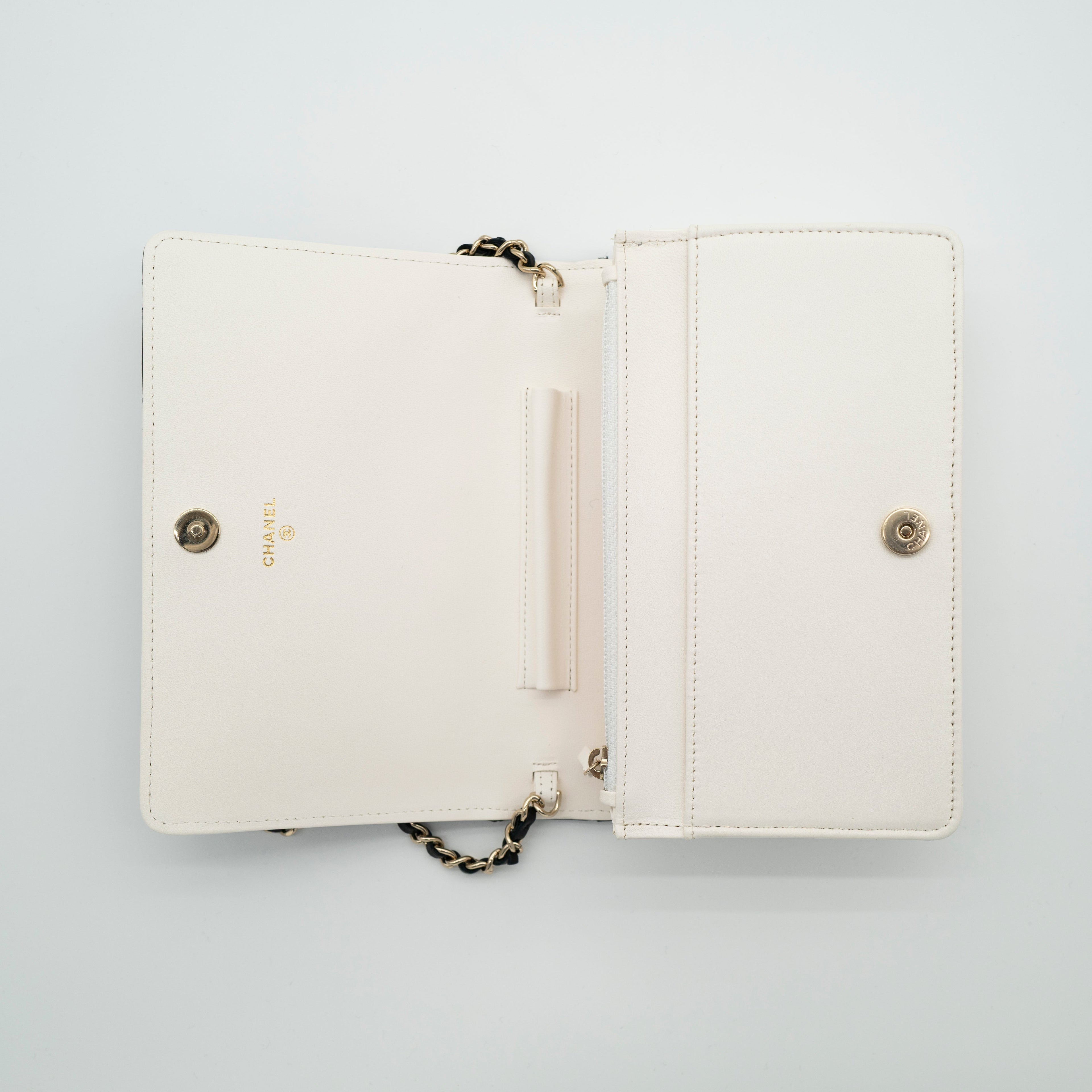 CHANEL Limited Edition Dear Diary Book Wallet on Chain WOC Black Lambskin Light Gold Hardware 22B