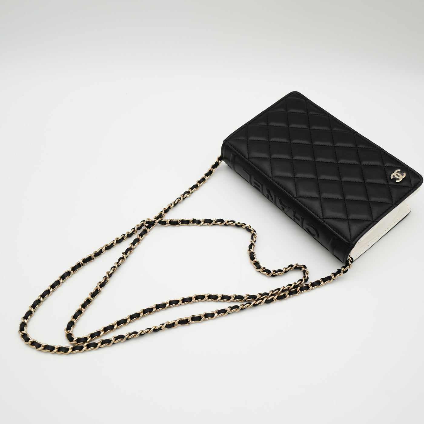 CHANEL Limited Edition Dear Diary Book Wallet on Chain WOC Black Lambskin Light Gold Hardware 22B VIP