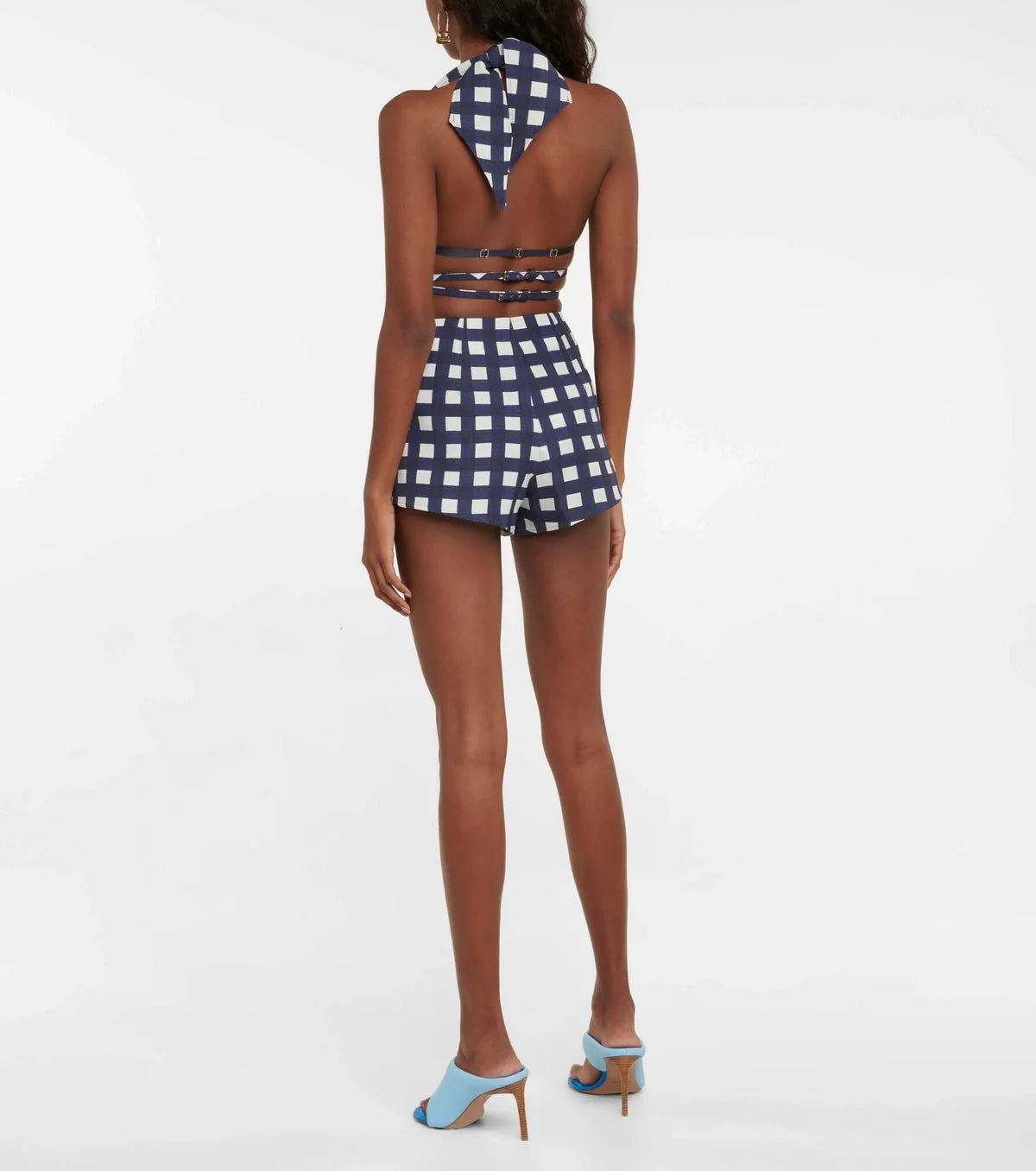 Jacquemus Le Haut Limao Cropped Gingham Halter Top Size 2