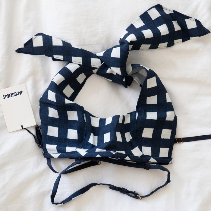 Jacquemus Le Haut Limao Cropped Gingham Halter Top Size 2