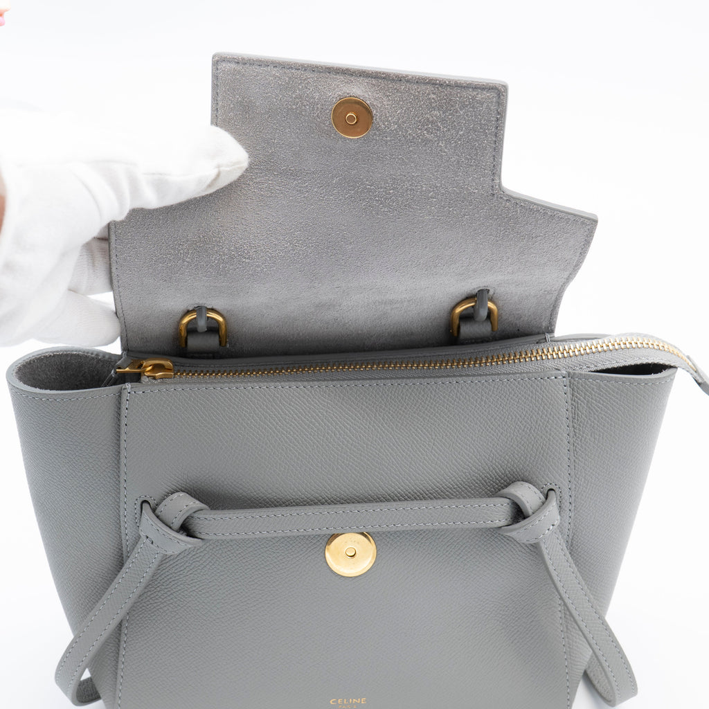 Celine Nano Belt Bag Grained Calfskin Gray