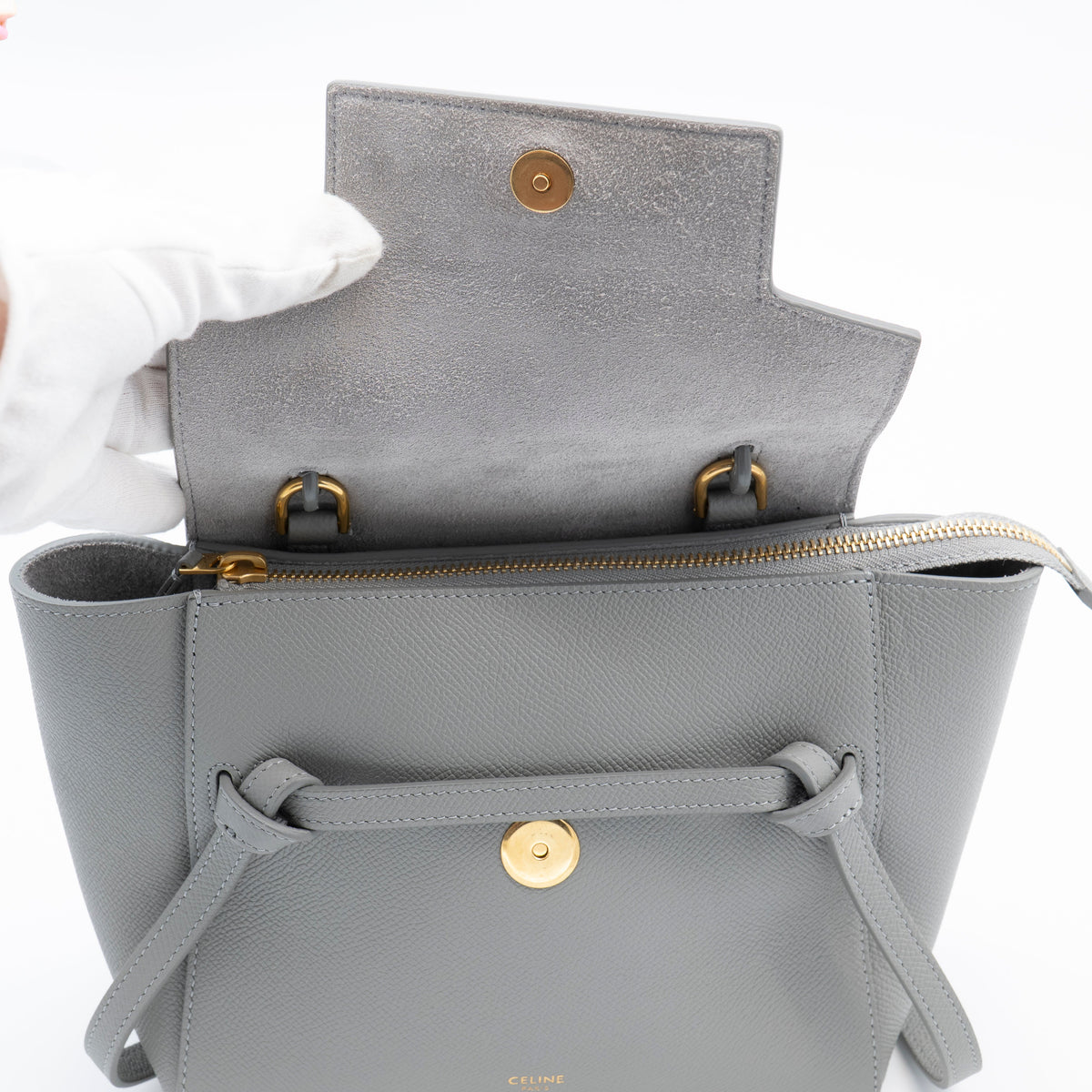 Celine Nano Belt Bag Grained Calfskin Gray