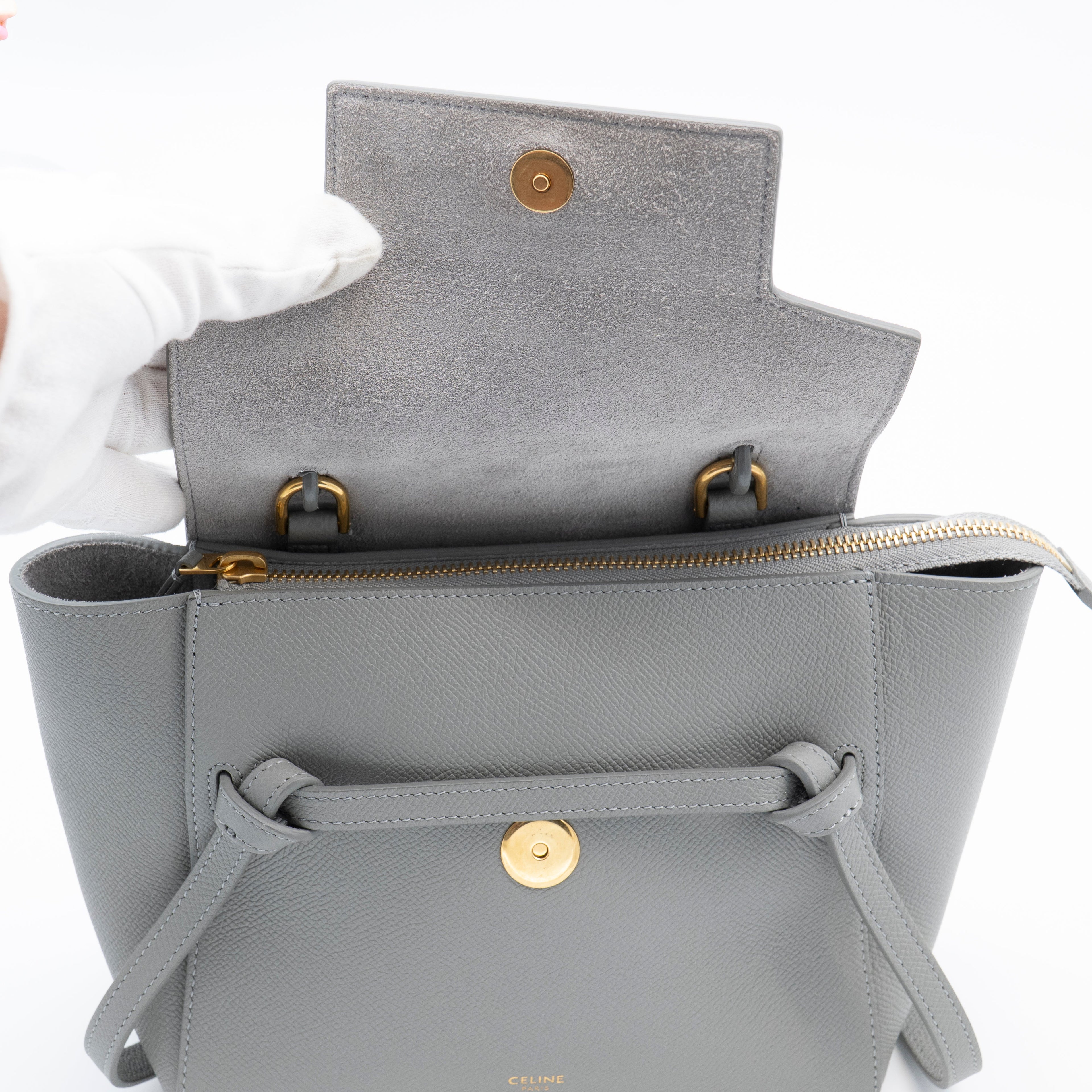 Celine Nano Belt Bag Grained Calfskin Gray