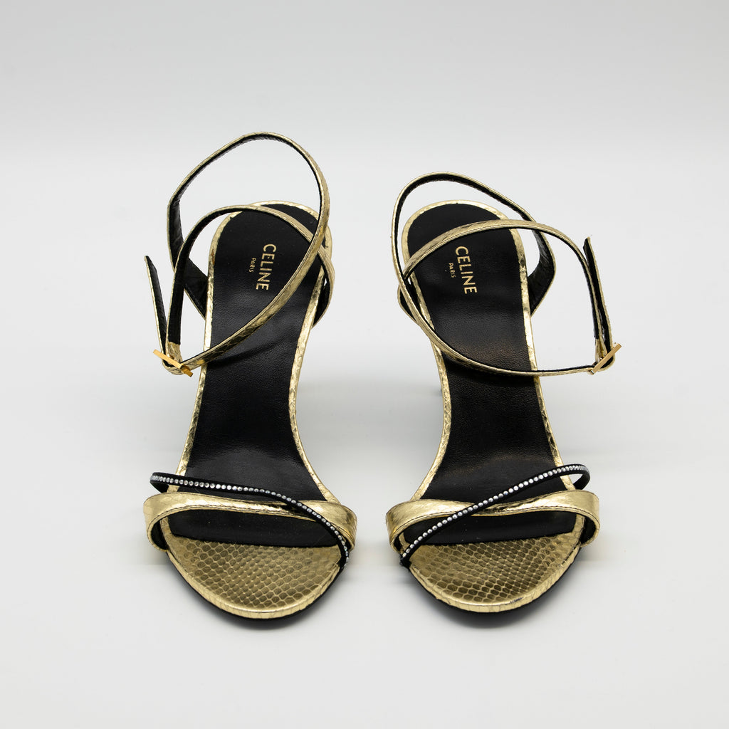 Celine Platinum Evening High Heel Strass Sandal Size 36