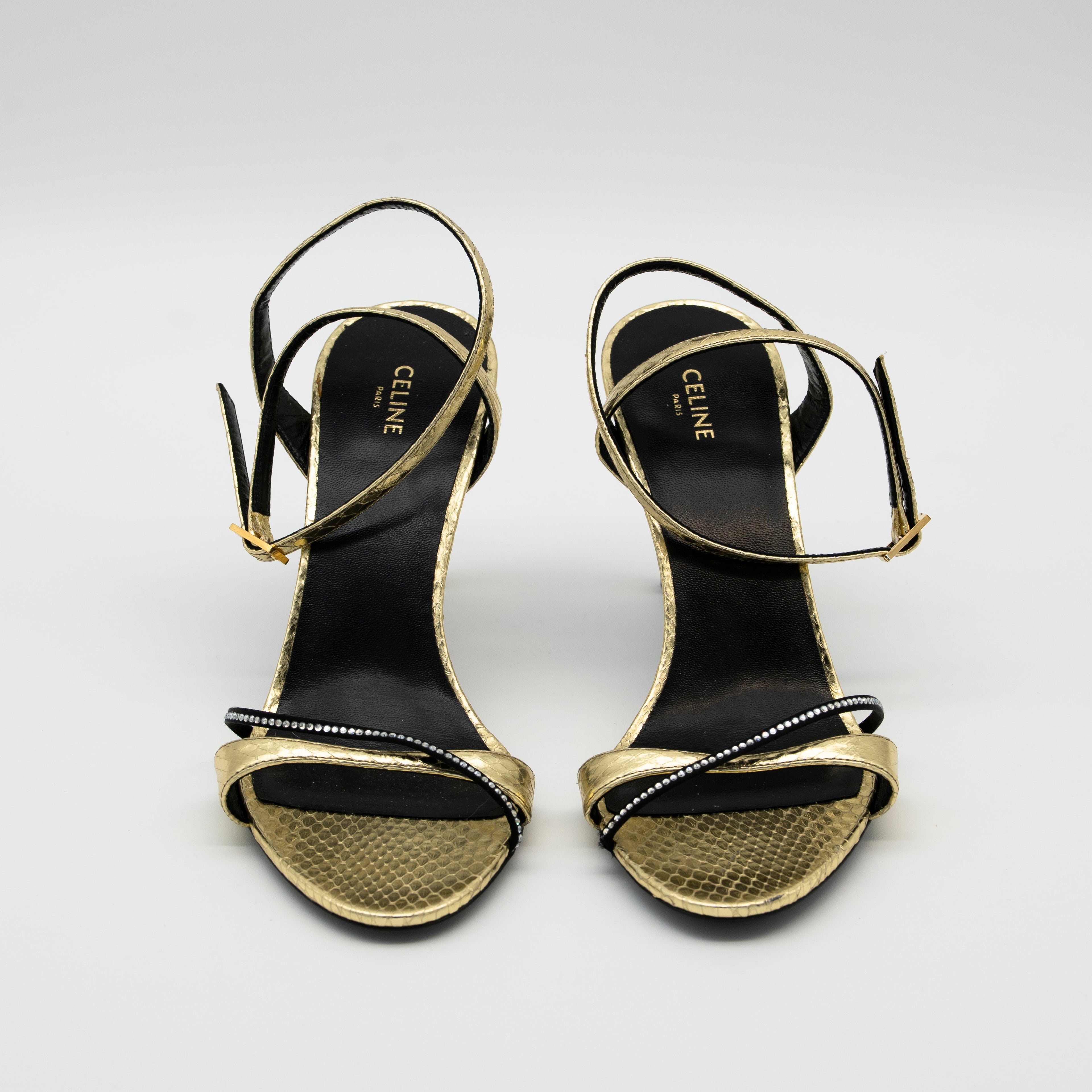 Celine Platinum Evening High Heel Strass Sandal Size 36