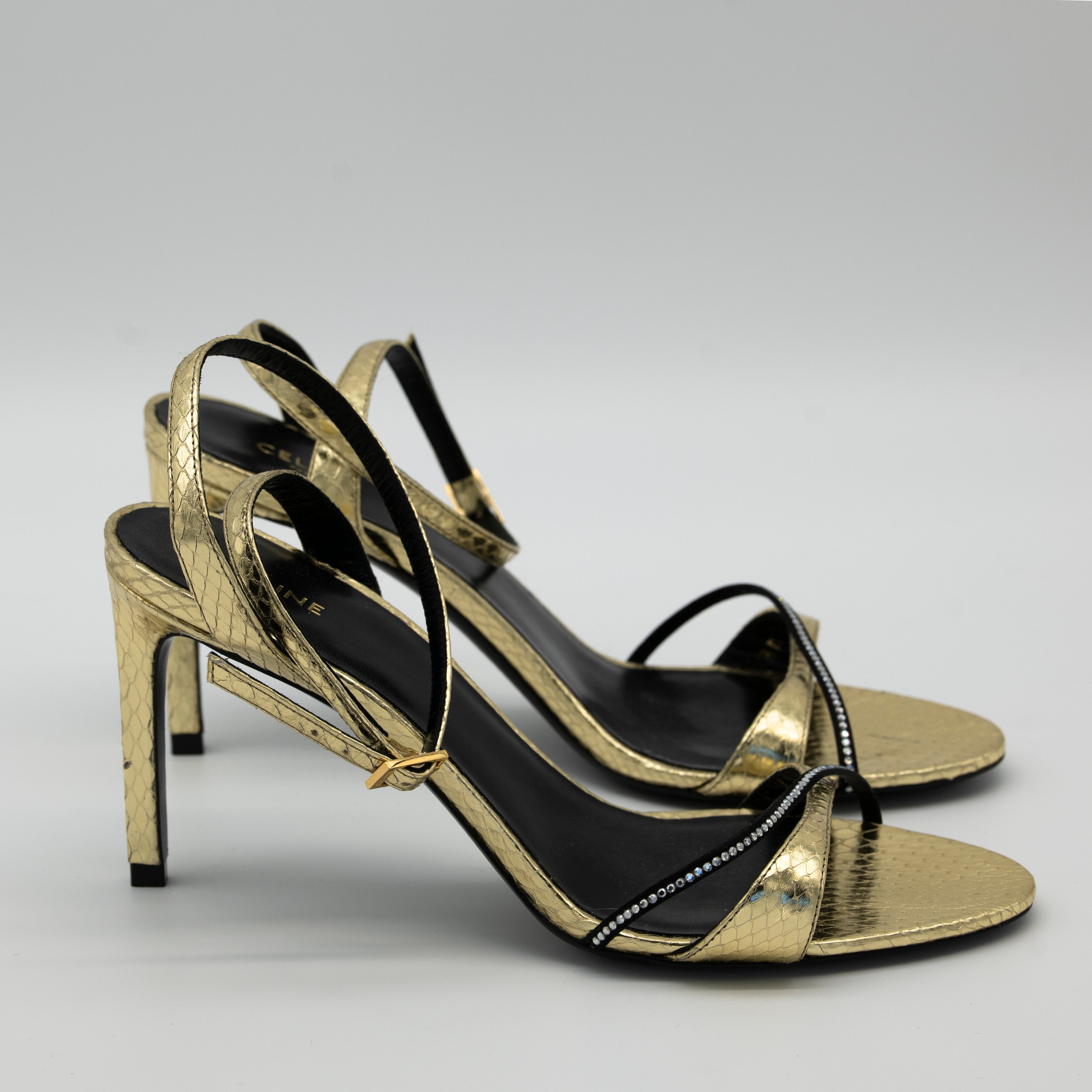 Celine Platinum Evening High Heel Strass Sandal Size 36