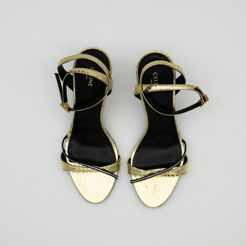 Celine Platinum Evening High Heel Strass Sandal Size 36