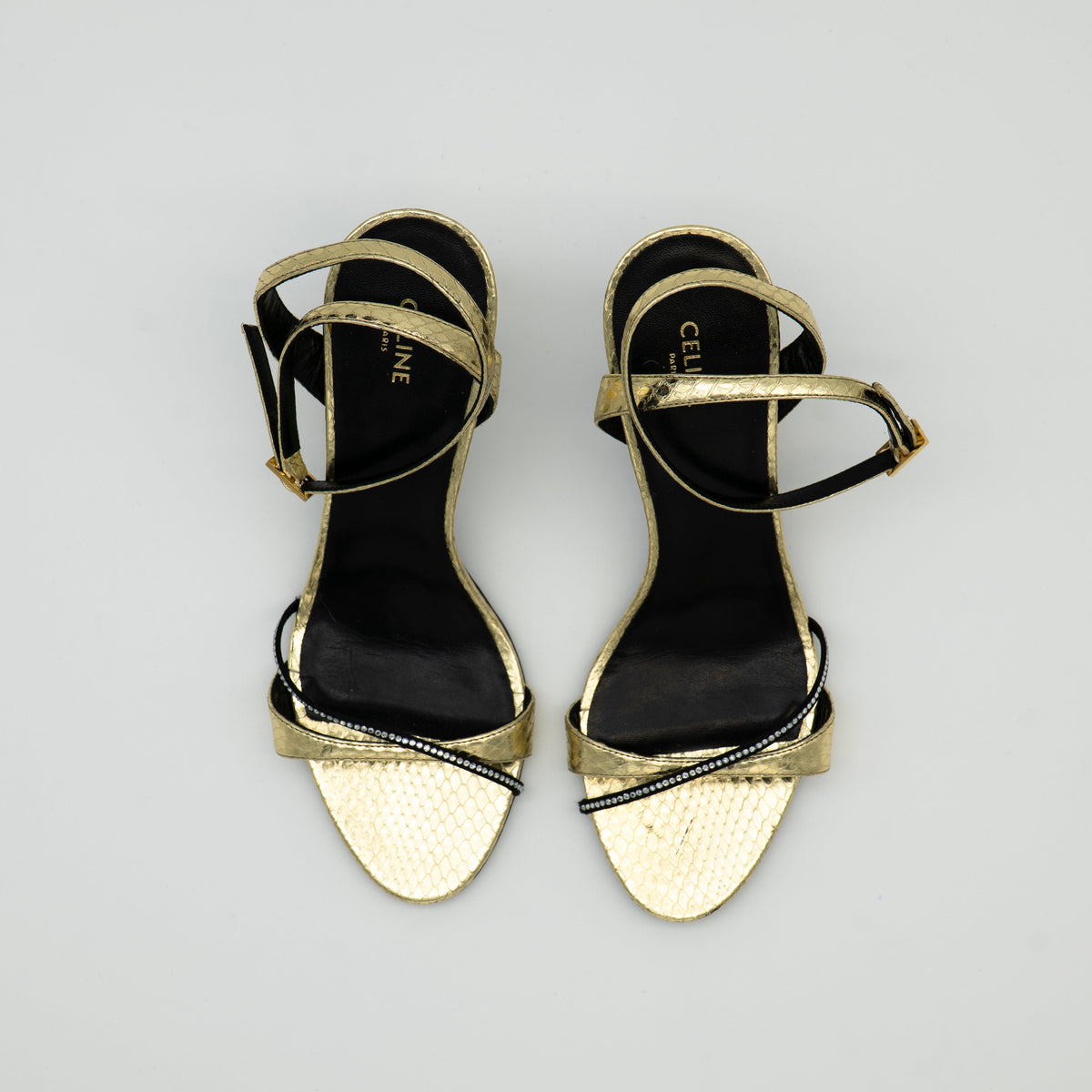 Celine Platinum Evening High Heel Strass Sandal Size 36