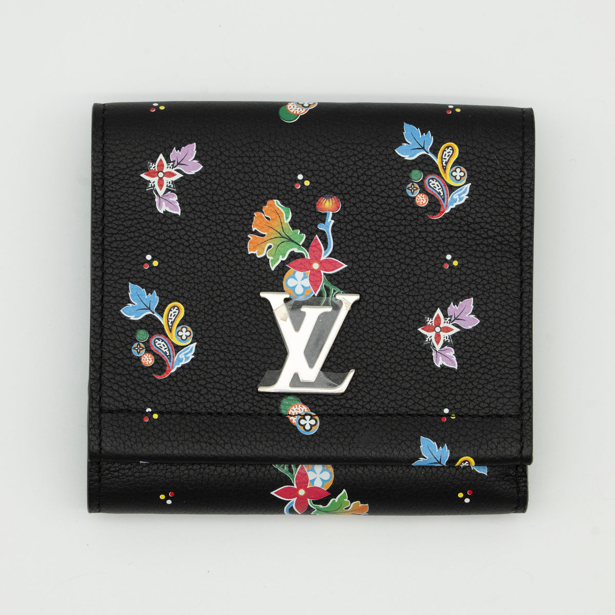 Louis Vuitton Limited Edition Flowers Portefeuille LockMe II Compact Wallet M62081 TA4147