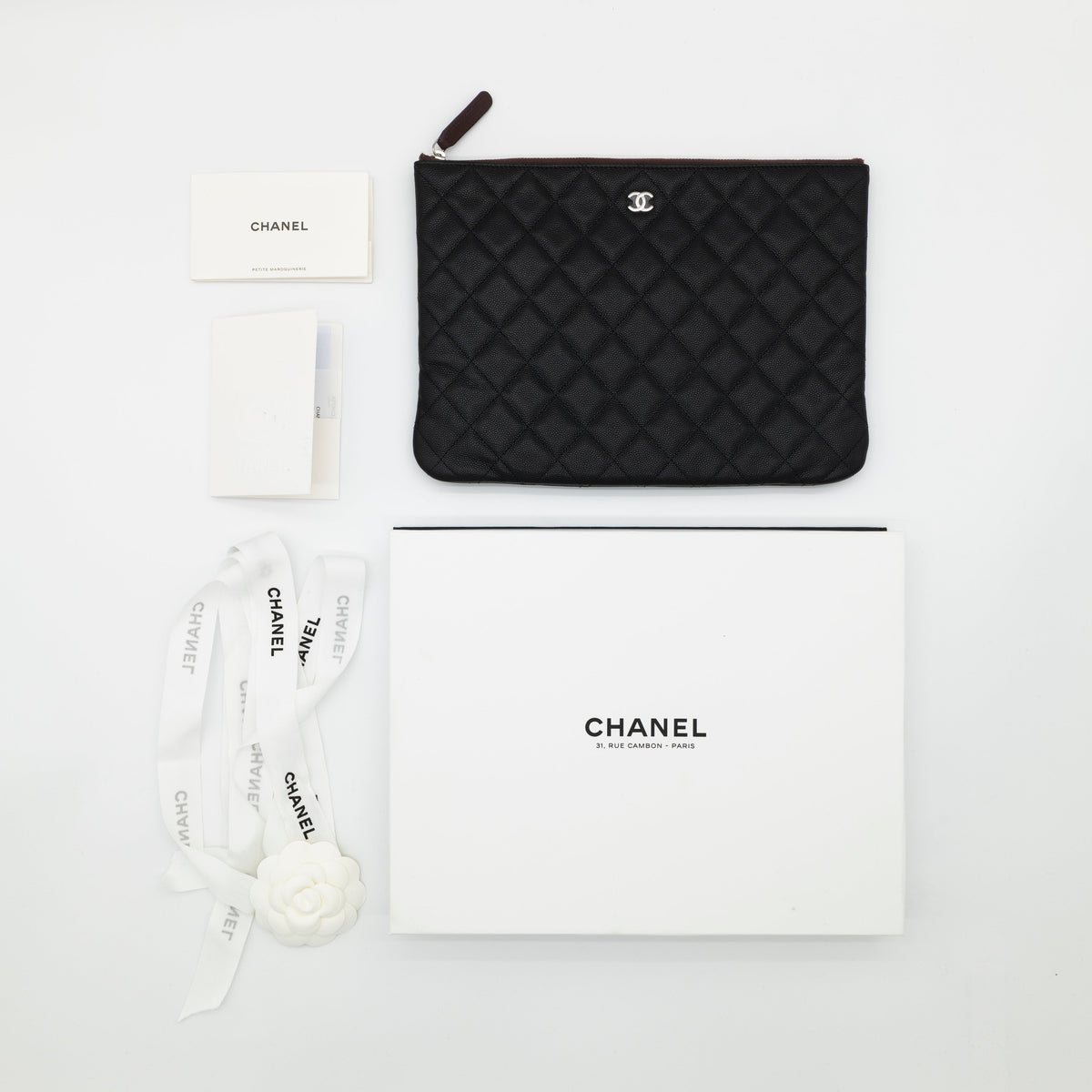 CHANEL Caviar Medium O Case with Exclusive White Packaging from 31 Rue Cambon