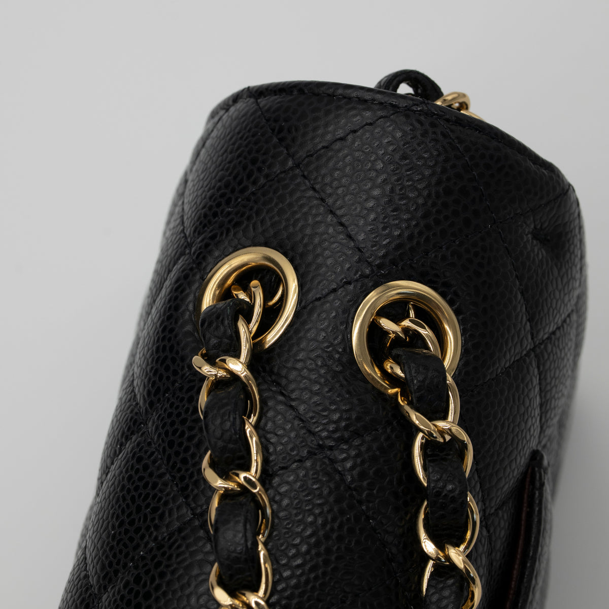 CHANEL Medium Classic Flap Black Caviar Gold Hardware Full Set