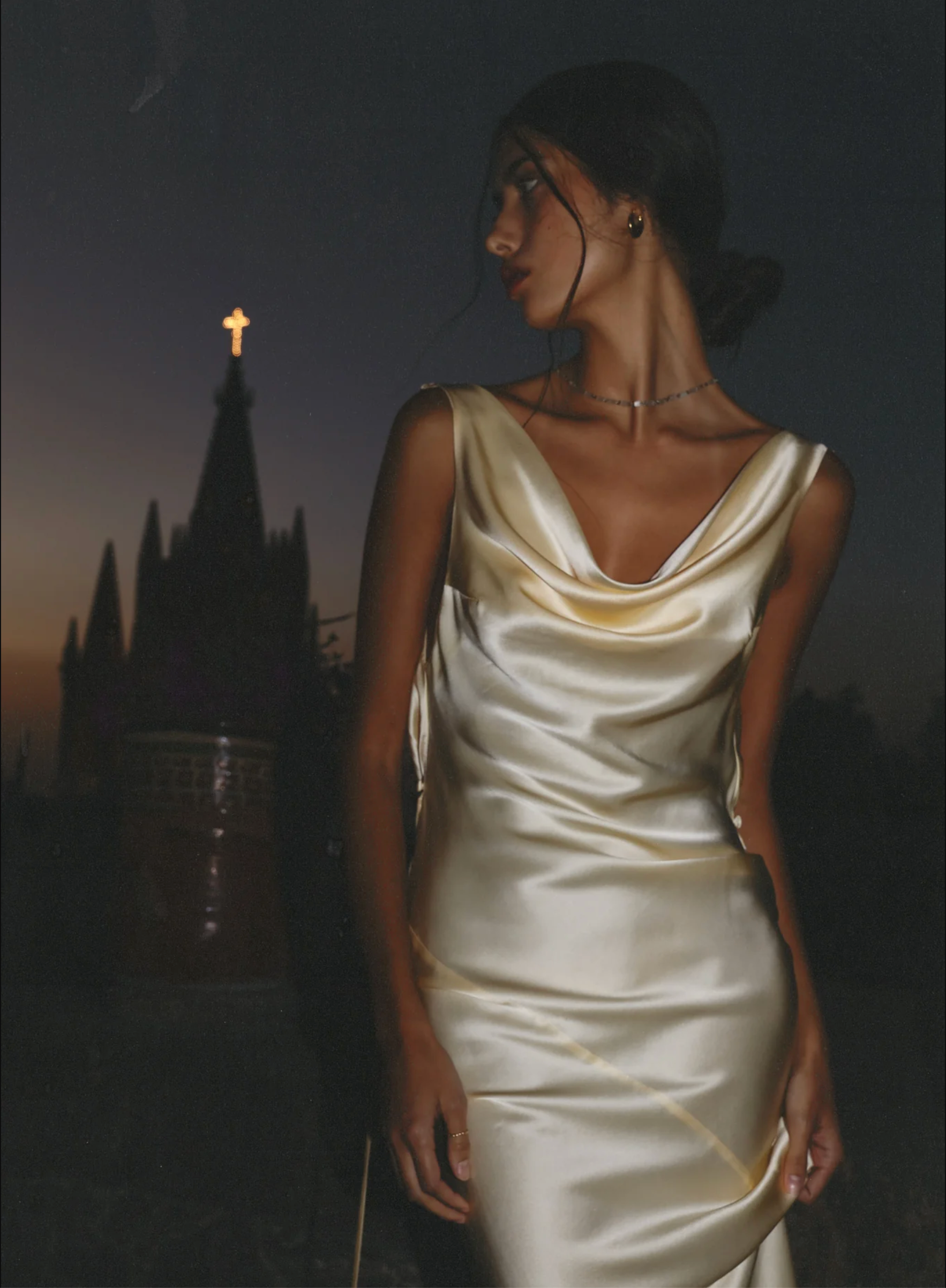 Mirror Palais Plunging Back Cowl Dress in Butter Size XXS