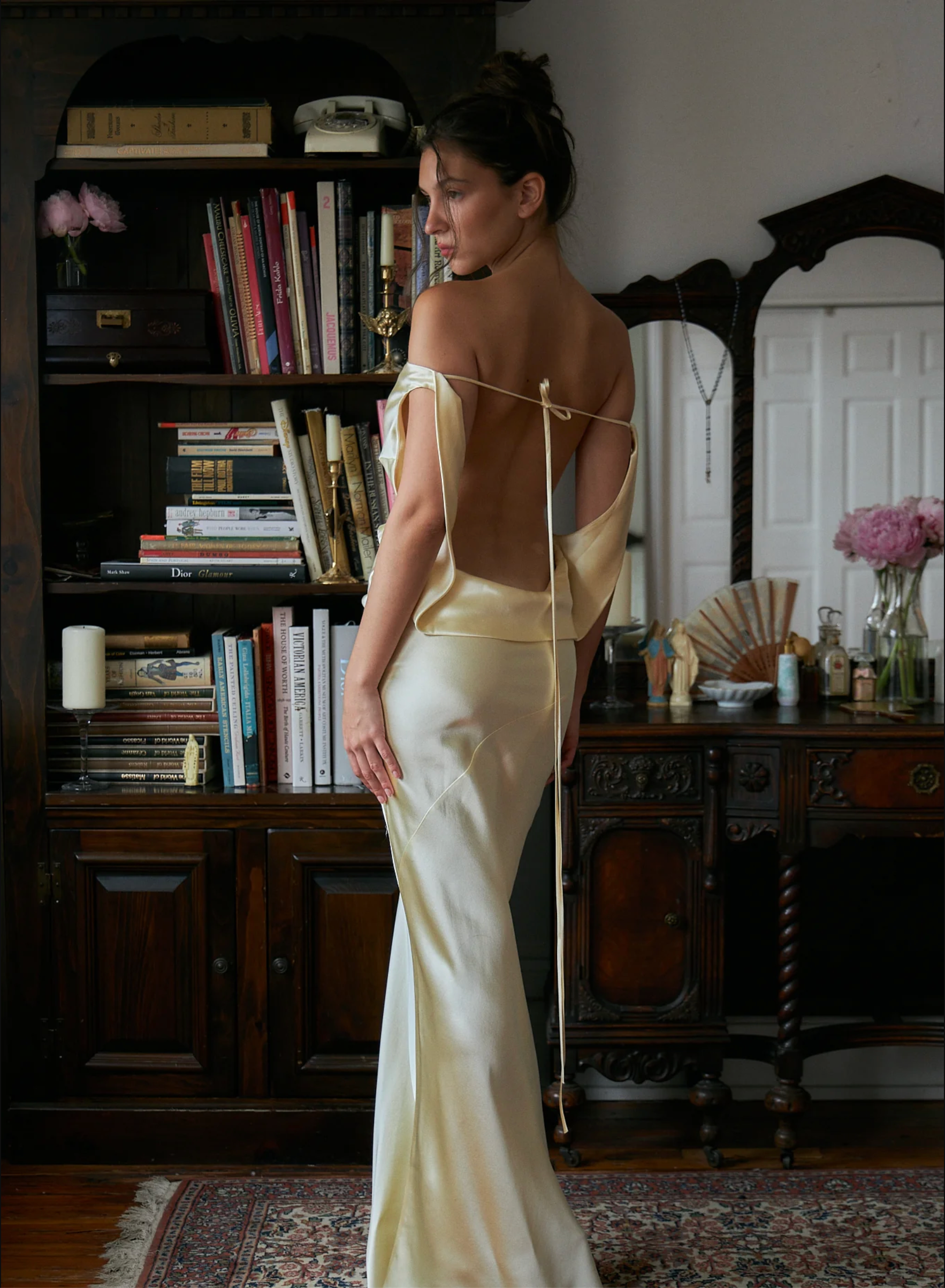 Mirror Palais Plunging Back Cowl Dress in Butter Size XXS