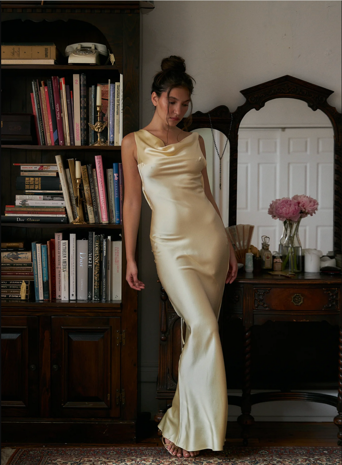 Mirror Palais Plunging Back Cowl Dress in Butter Size XXS
