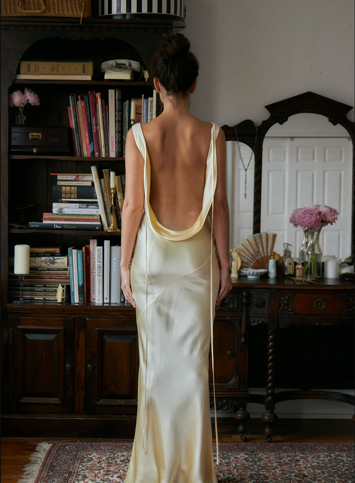 Mirror Palais Plunging Back Cowl Dress in Butter Size XXS