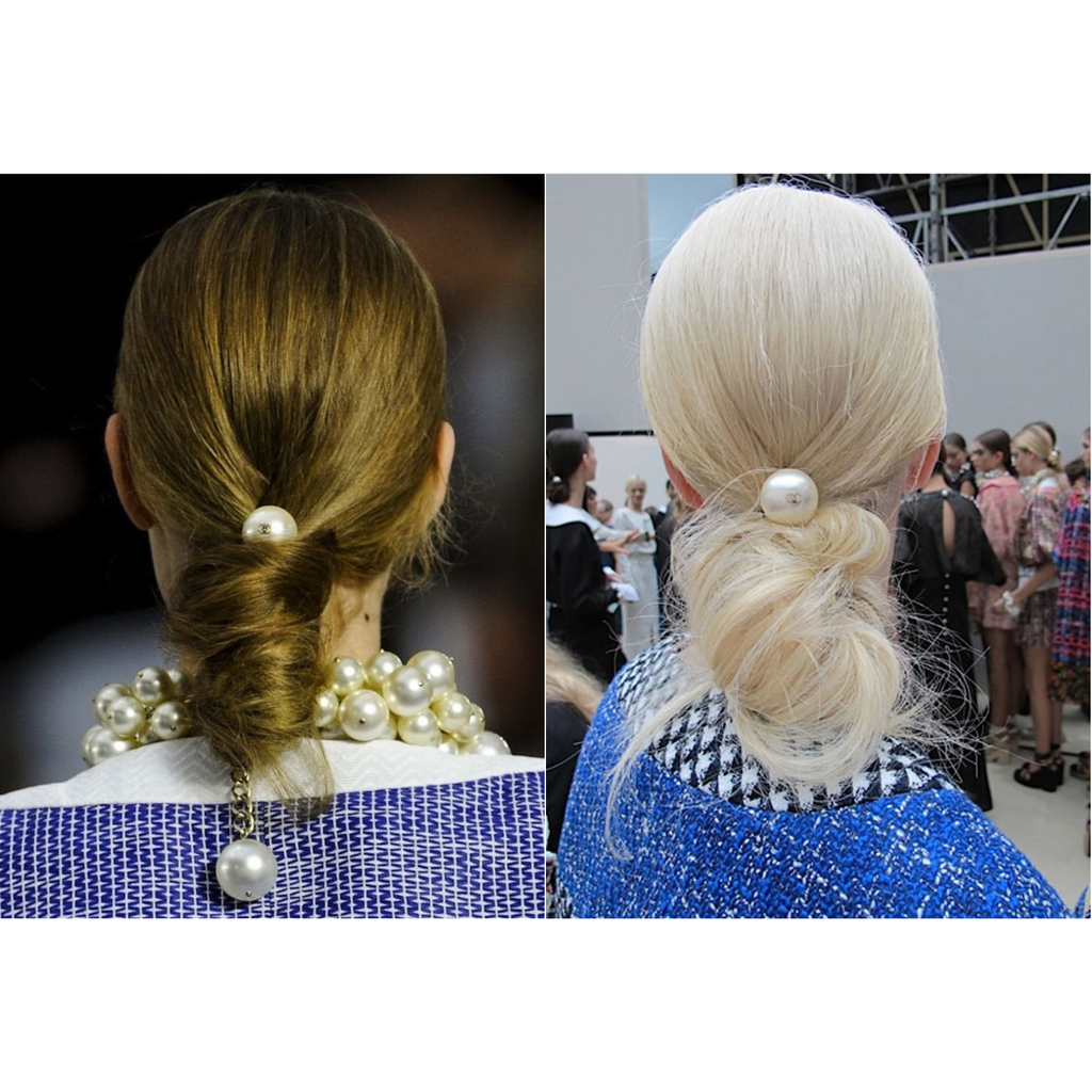 CHANEL CC Faux Pearl Hair Tie A63896