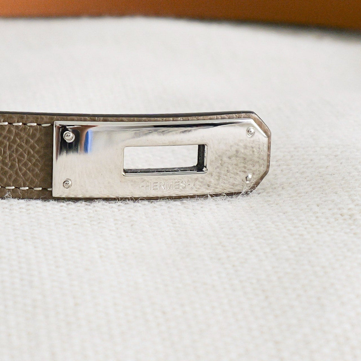 Hermès Kelly 18 Belt Etoupe Epsom Leather Palladium Hardware U 2022