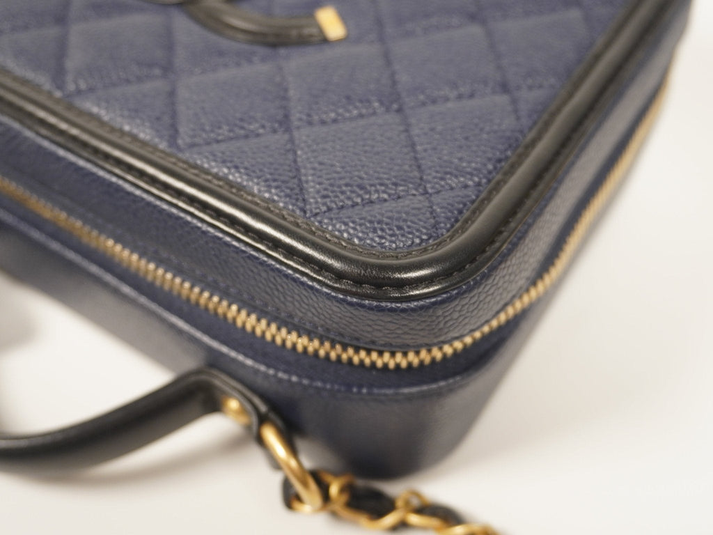 CHANEL Medium Filigree Vanity Case Navy/Black A93343